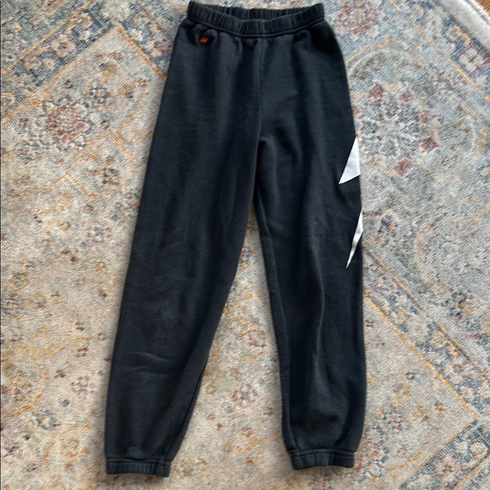 Aviator Nation Kids Black Jogger Pants with White Accent